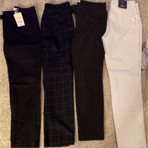GAP Women's Ankle & Cropped Pants - Black, Navy Plaid, Black Polka Dot, White